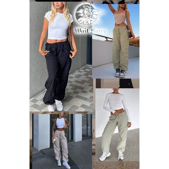Stylish Women's Y2K Cargo Pants - Baggy Parachute Design with Multiple Pockets - Picture 6 of 6